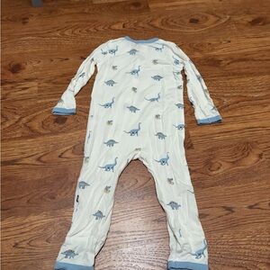 Kyte Baby Blue and White Dinosaur Print Baby Onesie